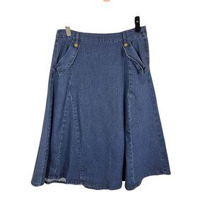 Retro Denim Jean Skirt Blue XL Dark Wash Western Cowgirl Boho Hippie Indie Folk